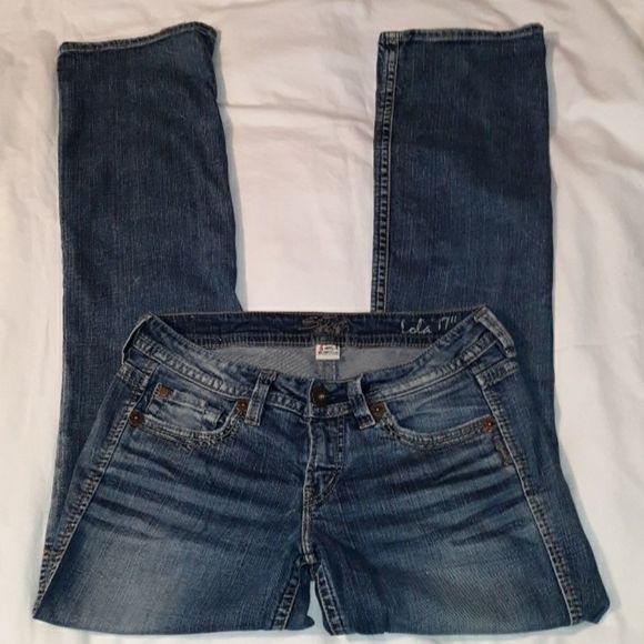 Silver Jeans Lola 17" Distressed 28‎ Flare Jeans - Picture 2 of 12